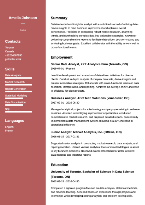 Professional Resume Template for Analysts - AI-Powered